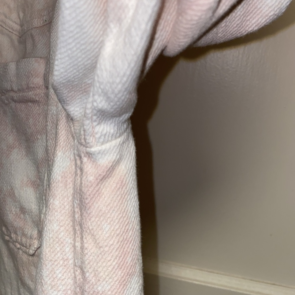 Zara XS Pink White Bleach Dye Button Up Denim Shirt - Picture 7 of 11